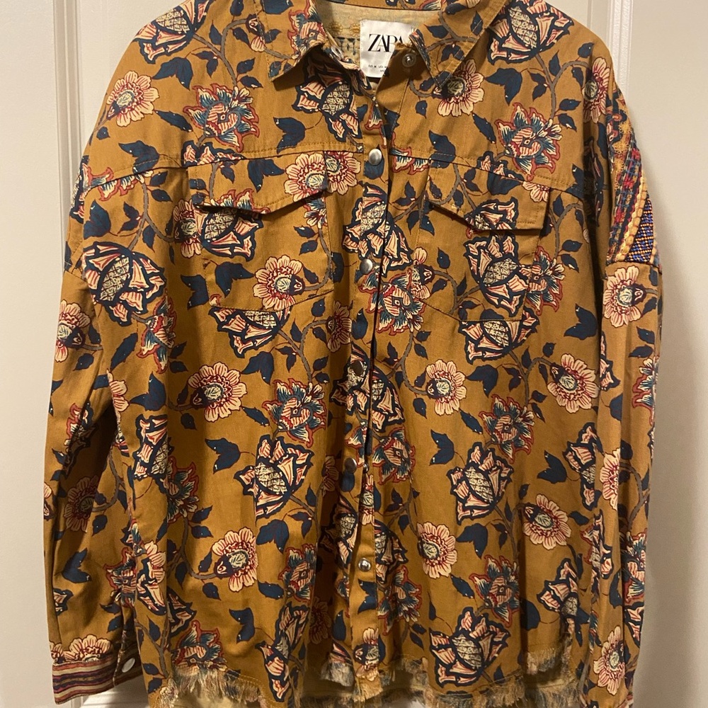 Zara floral embroidered jacket
